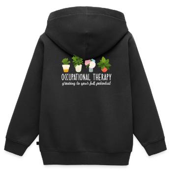 Occupational Therapy - Kinder Premium Organic Zip Hoodie - Schwarz - Hinten - AI Model Kid Male (0cm)