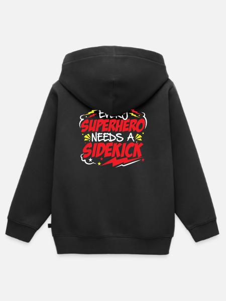 Superhero Dad and Sidekicks Matching - Kids Premium Organic Zip-up Hoodie - black