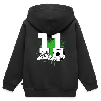 11. Geburtstag 11 Jahre Fußball Fußballspieler - Kinder Premium Organic Zip Hoodie - Schwarz - Hinten - AI Model Kid Male (0cm)