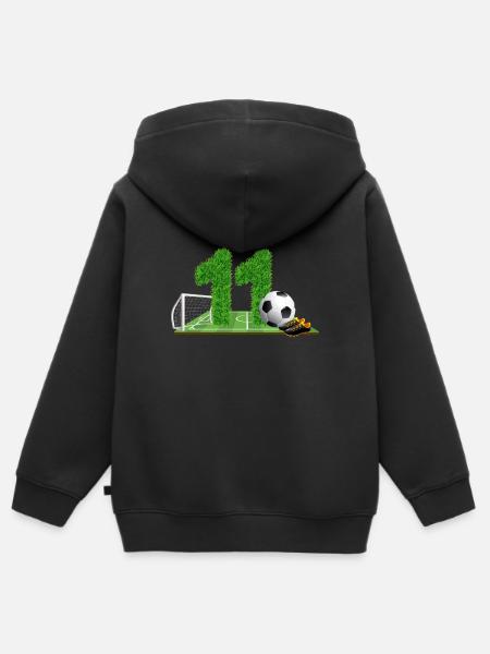 11° compleanno 11 anni calciatore - Felpa Premium con cappuccio con zip bambino bio - nero