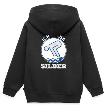Ich hab Silber Schwimmabzeichen Schwimmer - Kinder Premium Organic Zip Hoodie - Schwarz - Hinten - AI Model Kid Male (0cm)