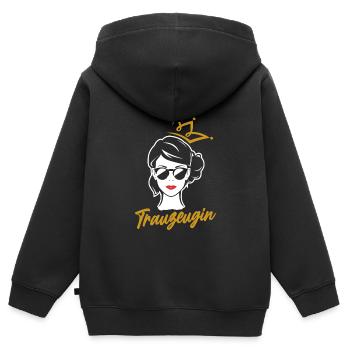 Ich Bin Trauzeugin Lustiges Trauzeugin Geschenk - Kinder Premium Organic Zip Hoodie - Schwarz - Hinten - AI Model Kid Male (0cm)