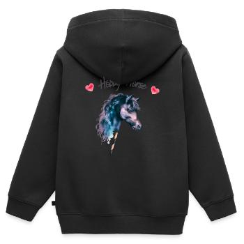 Steckenpferd Pferd am Stock - Kinder Premium Organic Zip Hoodie - Schwarz - Hinten - AI Model Kid Male (0cm)