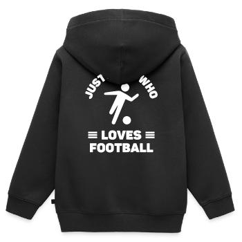 Juste un garçon qui aime le football. - Sweat Premium à capuche zippé enfant bio - noir - Dos - AI Model Kid Male (0cm)