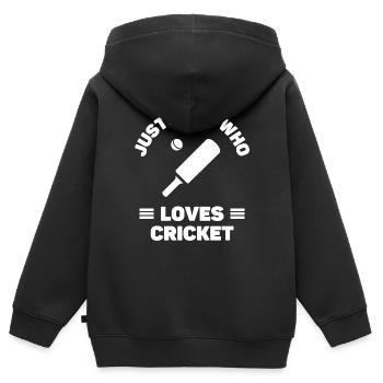 Juste un garçon qui aime le cricket - Sweat Premium à capuche zippé enfant bio - noir - Dos - AI Model Kid Male (0cm)