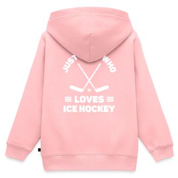 Juste un garçon qui aime le hockey sur glace - Sweat Premium à capuche zippé enfant bio - rose - Dos - AI Model Kid Female (0cm)