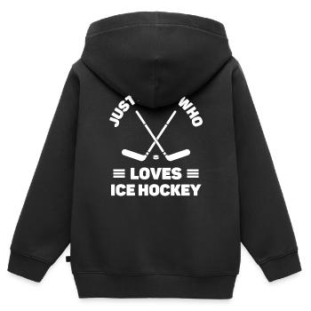 Nur ein Junge, der Eishockey liebt - Kinder Premium Organic Zip Hoodie - Schwarz - Hinten - AI Model Kid Male (0cm)