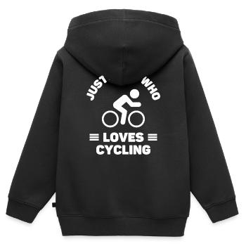 Nur ein Junge, der Radfahren liebt. - Kinder Premium Organic Zip Hoodie - Schwarz - Hinten - AI Model Kid Male (0cm)