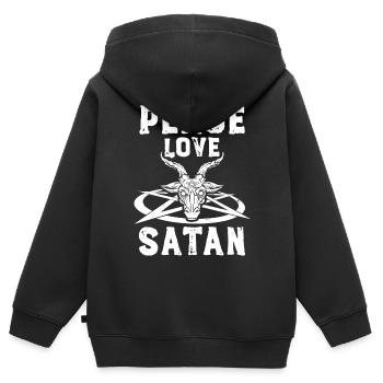 Satanismus Witzig Sprüche Satan Satanist Geschenke - Kinder Premium Organic Zip Hoodie - Schwarz - Hinten - AI Model Kid Male (0cm)