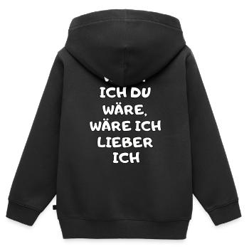 Witziger Lustiger Spruch Geschenk Männer Frauen - Kinder Premium Organic Zip Hoodie - Schwarz - Hinten - AI Model Kid Male (0cm)