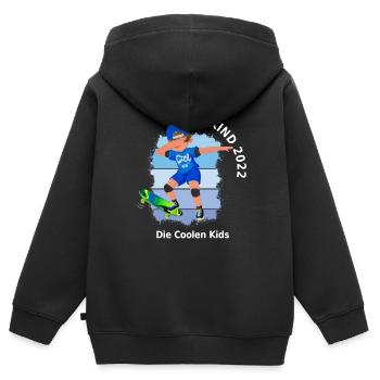 Schulkind 2022, Schulanfänger - Die Coolen Kids - Kinder Premium Organic Zip Hoodie - Schwarz - Hinten - AI Model Kid Male (0cm)