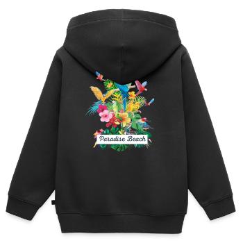 Paradise Beach - Kids Premium Organic Zip-up Hoodie - black - Back - AI Model Kid Male (0cm)