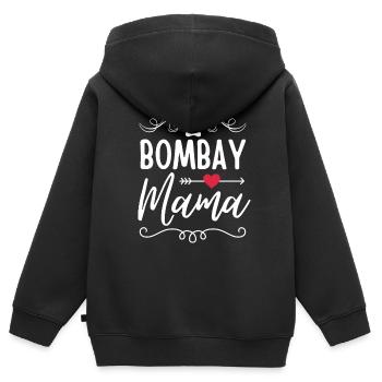 Bombay Cat Mama - Sweat Premium à capuche zippé enfant bio - noir - Dos - AI Model Kid Male (0cm)