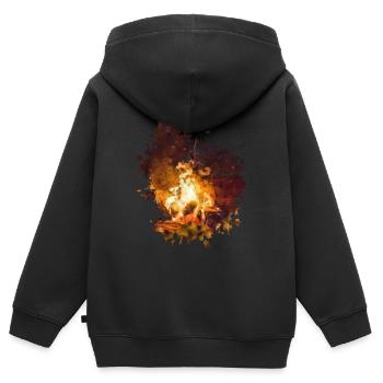 Feuer - Kinder Premium Organic Zip Hoodie - Schwarz - Hinten - AI Model Kid Male (0cm)