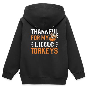 Thankful For My Little Turkeys - Kinder Premium Organic Zip Hoodie - Schwarz - Hinten - AI Model Kid Male (0cm)