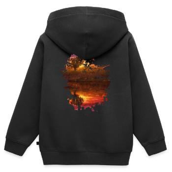 Sonne - Kinder Premium Organic Zip Hoodie - Schwarz - Hinten - AI Model Kid Male (0cm)