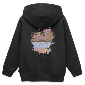 Holz - Kinder Premium Organic Zip Hoodie - Schwarz - Hinten - AI Model Kid Male (0cm)