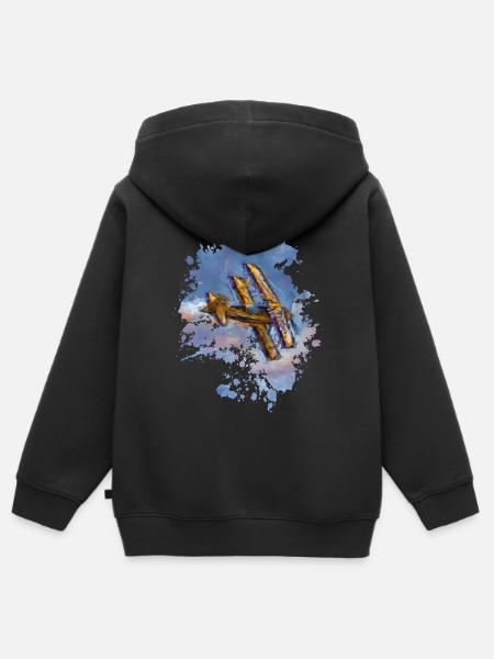 Flugzeug - Kinder Premium Organic Zip Hoodie - Schwarz
