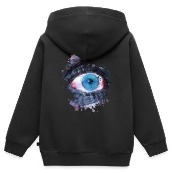 Auge - Kinder Premium Organic Zip Hoodie - Schwarz - Hinten - AI Model Kid Male (0cm)