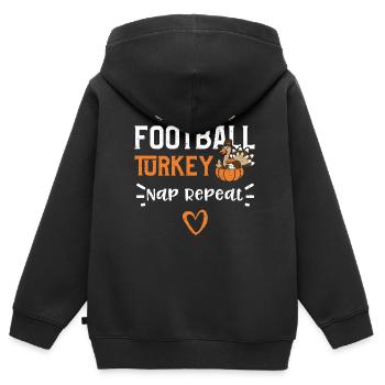 Football Turkey Nap Repeat - Kinder Premium Organic Zip Hoodie - Schwarz - Hinten - AI Model Kid Male (0cm)