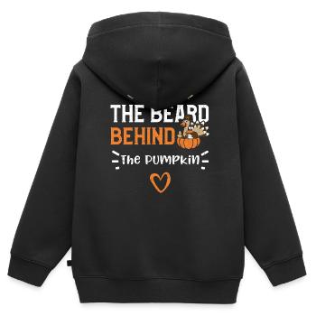 La barbe derrière la citrouille - Sweat Premium à capuche zippé enfant bio - noir - Dos - AI Model Kid Male (0cm)