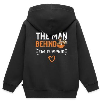 L’homme derrière la citrouille - Sweat Premium à capuche zippé enfant bio - noir - Dos - AI Model Kid Male (0cm)