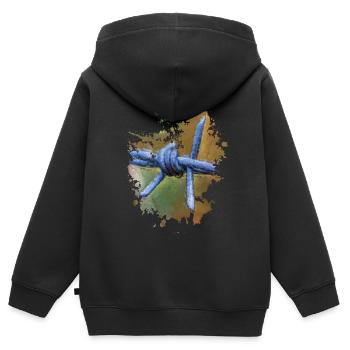 Stacheldraht - Kinder Premium Organic Zip Hoodie - Schwarz - Hinten - AI Model Kid Male (0cm)