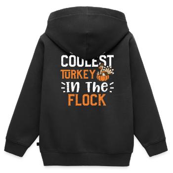 Coolest Turkey In The Flock - Kinder Premium Organic Zip Hoodie - Schwarz - Hinten - AI Model Kid Male (0cm)