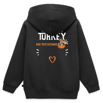 Turkey And Touchdowns - Kinder Premium Organic Zip Hoodie - Schwarz - Hinten - AI Model Kid Male (0cm)