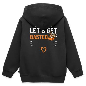 Let’s Get Basted - Action de grâce - Sweat Premium à capuche zippé enfant bio - noir - Dos - AI Model Kid Male (0cm)