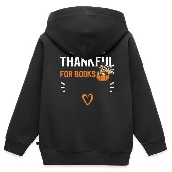 Thankful For Books - Thanksgiving - Kinder Premium Organic Zip Hoodie - Schwarz - Hinten - AI Model Kid Male (0cm)