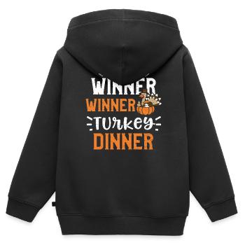 Winner Winner Turkey Dinner - Sweat Premium à capuche zippé enfant bio - noir - Dos - AI Model Kid Male (0cm)