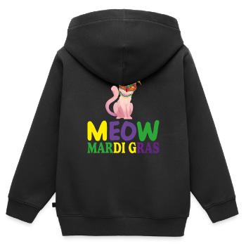 lustige Mardi Gras Niedliche Katze Siamese MEOW MARDI GRAS - Kinder Premium Organic Zip Hoodie - Schwarz - Hinten - AI Model Kid Male (0cm)