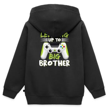 Leveling Up To Big Bro Brother Videospieler Big Bro - Kinder Premium Organic Zip Hoodie - Schwarz - Hinten - AI Model Kid Male (0cm)