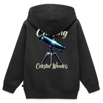 À la poursuite des merveilles célestes - Sweat Premium à capuche zippé enfant bio - noir - Dos - AI Model Kid Male (0cm)