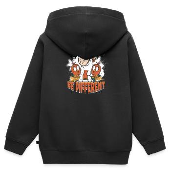 ÊTRE DIFFÉRENT - individualité - Sweat Premium à capuche zippé enfant bio - noir - Dos - AI Model Kid Male (0cm)