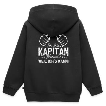 Ich Bin Kapitän Warum? Weil ich's kann! - Führung - Kinder Premium Organic Zip Hoodie - Schwarz - Hinten - AI Model Kid Male (0cm)