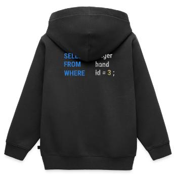 Select finger From hand Where id = 3; - - Kinder Premium Organic Zip Hoodie - Schwarz - Hinten - AI Model Kid Male (0cm)