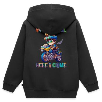 Watch out school - here I come / Steampunk boy - Kids Premium Organic Zip-up Hoodie - black - Back - AI Model Kid Male (0cm)