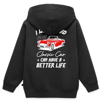 Classic Car Can Have A Better Life - Kinder Premium Organic Zip Hoodie - Schwarz - Hinten - AI Model Kid Male (0cm)