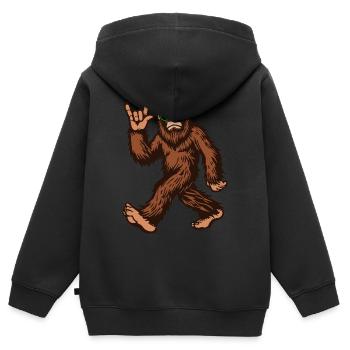 Bigfoot Sasquatch aime les lunettes de soleil rock and roll - Sweat Premium à capuche zippé enfant bio - noir - Dos - AI Model Kid Male (0cm)