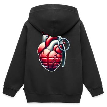 Explosive Herzgranate Design - Kinder Premium Organic Zip Hoodie - Schwarz - Hinten - AI Model Kid Male (0cm)