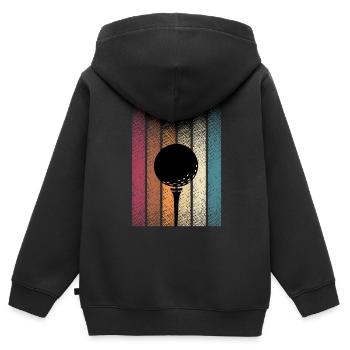 Golfen Retro Golfspieler Golfer - Kinder Premium Organic Zip Hoodie - Schwarz - Hinten - AI Model Kid Male (0cm)