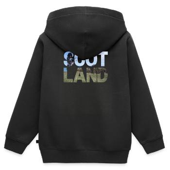 Schottland Tartan Schriftzug Dudelsack Highlands - Kinder Premium Organic Zip Hoodie - Schwarz - Hinten - AI Model Kid Male (0cm)