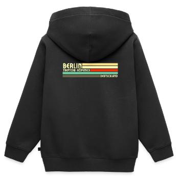 Retro Vintage Berlin Treptow-Köpenick - Kinder Premium Organic Zip Hoodie - Schwarz - Hinten - AI Model Kid Male (0cm)