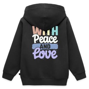 With Peace And Love - Kinder Premium Organic Zip Hoodie - Schwarz - Hinten - AI Model Kid Male (0cm)