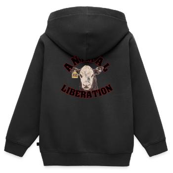 Libération Animale - Sweat Premium à capuche zippé enfant bio - noir - Dos - AI Model Kid Male (0cm)