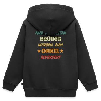 Onkel Bruder wird Onkel - Kinder Premium Organic Zip Hoodie - Schwarz - Hinten - AI Model Kid Male (0cm)
