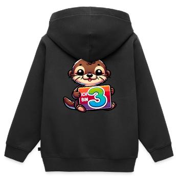 Ich bin 3 Jahre dritter Geburtstag - Kinder Premium Organic Zip Hoodie - Schwarz - Hinten - AI Model Kid Male (0cm)