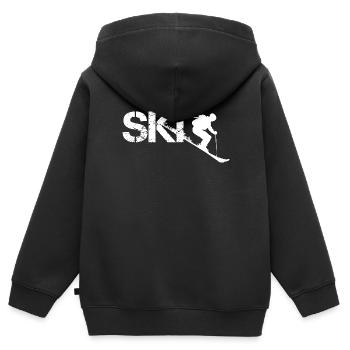 Conception de skis - Sweat Premium à capuche zippé enfant bio - noir - Dos - AI Model Kid Male (0cm)